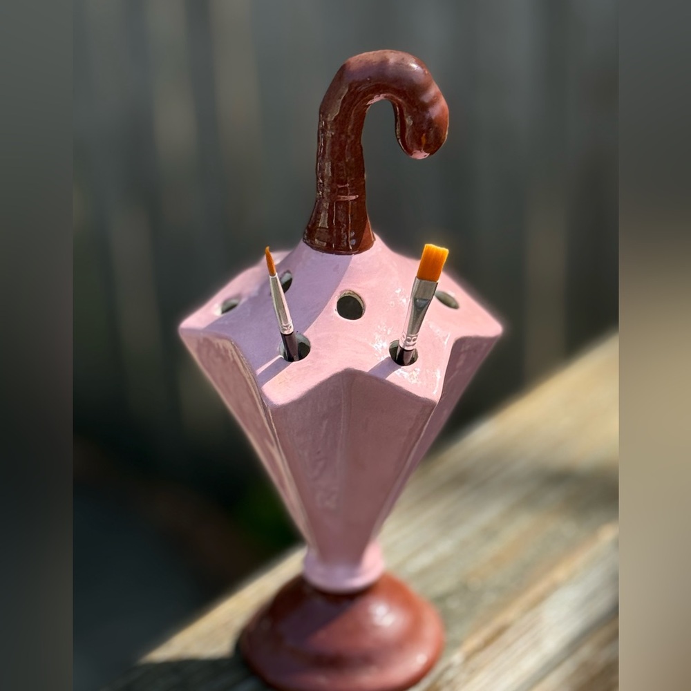 Pink Umbrella Shaped Vintage Vase